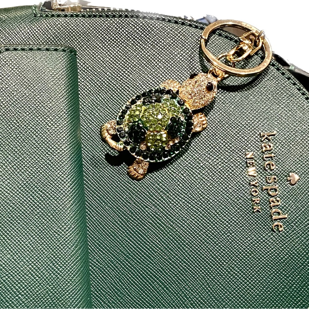 Green Turtle Crystal Bling Key Chain/Bag Charm.